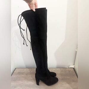 Stuart Weitzman Highchamp Velvet Over-the-Knee Boot Black size 6 women suede
